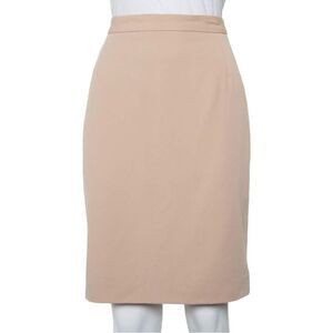 NWT MaxMara Beige Blush Wool Knee Length Pencil Skirt Size 6 Luxury Designer